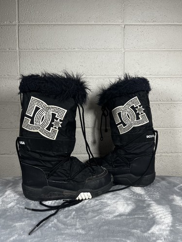 VTG DC Chalet 2.0 LE Snow Boots Women’s 5-6 BlackFaux Fur Trim Rhinestone Rare