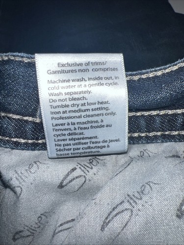 Silver Garret 1037 women’s dark denim jeans Adjustable Waistband size 14 - Picture 9 of 13