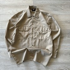 Cream Dickies Workwear button up long sleeve shirt Size S Men's