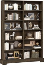 6-Tier Wood Book Shelf 47" Wide Large Bookcase and Bookshelf 76" Tall Bookcase