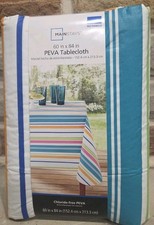 NEW Mainstays PEVA Tablecloth Multicolor Stripes Rectangle 60" x 84"