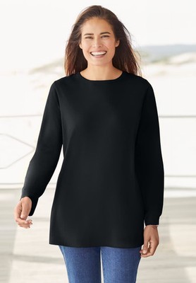 Woman Within Plus Size Perfect Long-Sleeve Crewneck Tee
