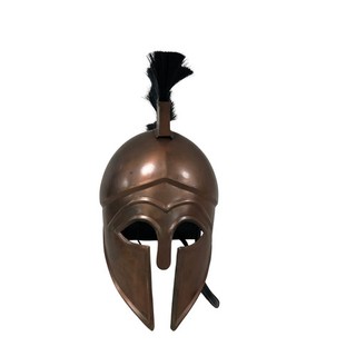 Greek Spartan Corinthian Helmet Bronze Effect with Black Plume Replica Display