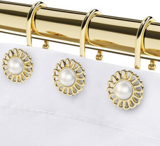 Gold Shower Curtain Hooks Rings, Decorative Shower Curtain Hangers, Heavy Duty M