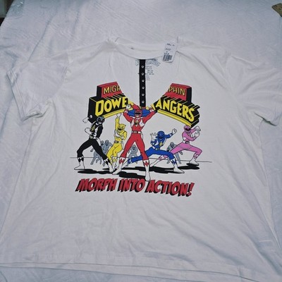 Mighty Morphin Power Rangers Graphic Blouse Y2K Cut Out Front | Kawaii Retro 3X