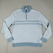 Penguin Sweater Mens Size Large Blue 1/4 Zip Pullover Sweatshirt 