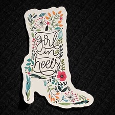 Girl In Heels Cowboy Boot Sticker Floral Country Western Feminine Vinyl Decal Girl In Heels Cowboy Boot Sticker Floral Country Western Feminine Vinyl Decal