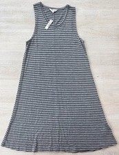 Madewell Highpoint Tank Dress Stripe Gray Black Jersey Knit Swing Size XS