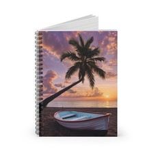 Tropical Beach Spiral Notebook   Ocean Waves Journal, Summer Vacation Noteboo