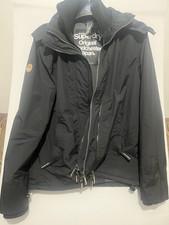 Superdry Mens Arctic Windcheater Jacket Black Triple Zip Technical Hood