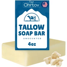 Beef Tallow Soap Bar – All Natural Grass Fed Tallow Soap Unscented – Moisturizin