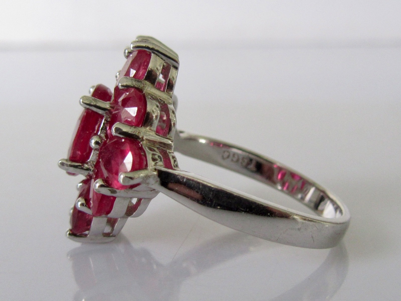 Silver Ring - 925 Silver Multi Cut Ruby Diamond S… - image 7