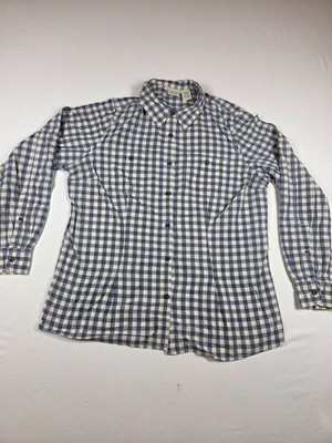 Bean Womens M Medium Regular Blue Gingham Plaid Cotton Button Up Shirt 272187