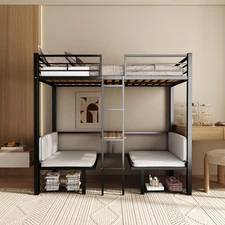 Twin Size Loft Bed with Desk for Dormitory,Living Room,Bedroom,Metal Bed Frame W