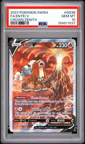154911537 Entei V 2023 Pokemon Sword & Shield Crown Zenith #GG36 PSA 10