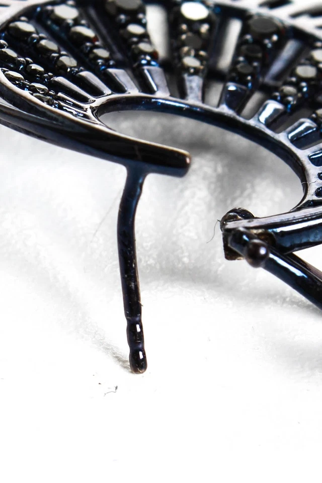 Aretes redondos de circón negro de plata de ley Rarities para mujer Foto 4 de 4