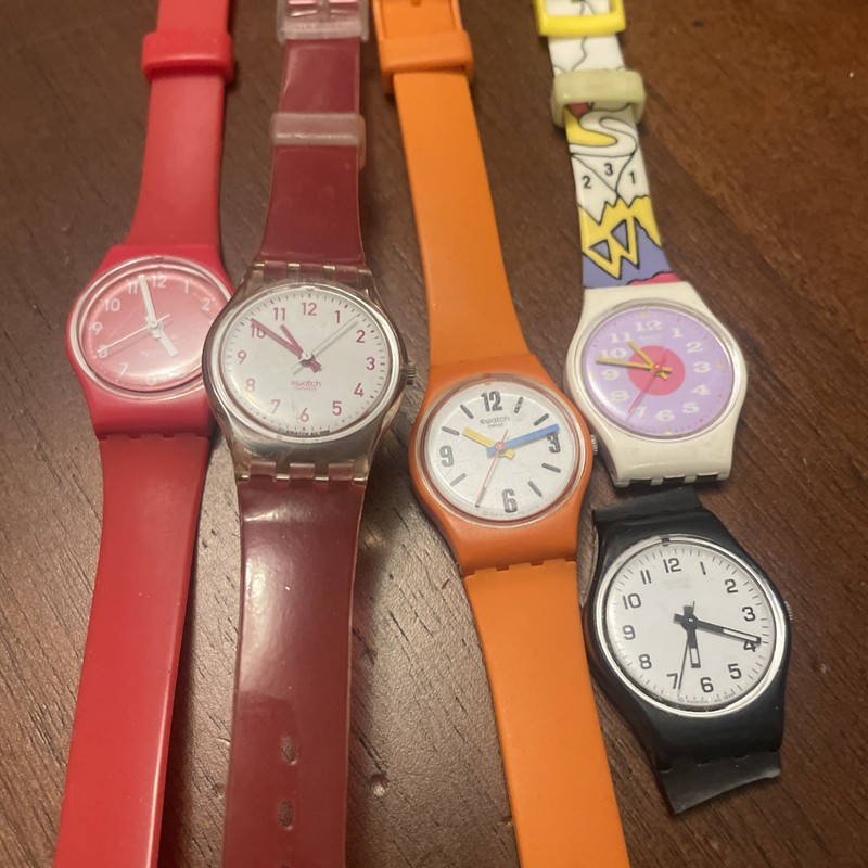 Lot Of 5 Ladies Swatch Watches For Parts Or Restore Untested