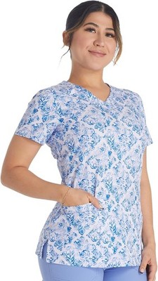 {XS} Dickies Women's Scrub Top Printed V-Neck Medical Top 2 Pockets DK616 TTXT