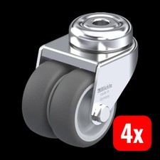 Blickle Doppel-Lenkrolle Zwillingsrolle Rad dunkelgrau Gleitlager 50mm 4 STÜCK