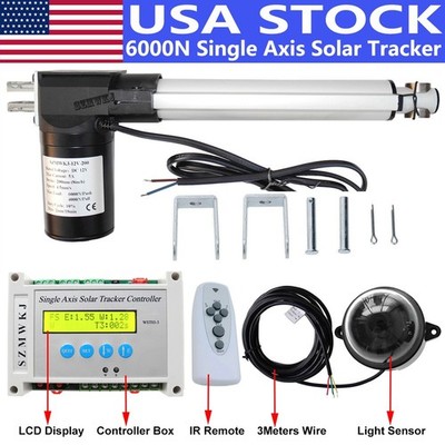 6000N Single Axis Solar Tracker Kit W/8'' Linear Actuator Controller Sun Track SJ