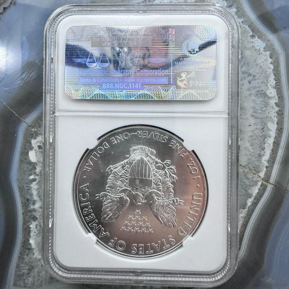 2012 US 1.0oz.999 Fine Silver American Silver Eagle NGC MS69 #3777844-360EX - Image 4 of 4