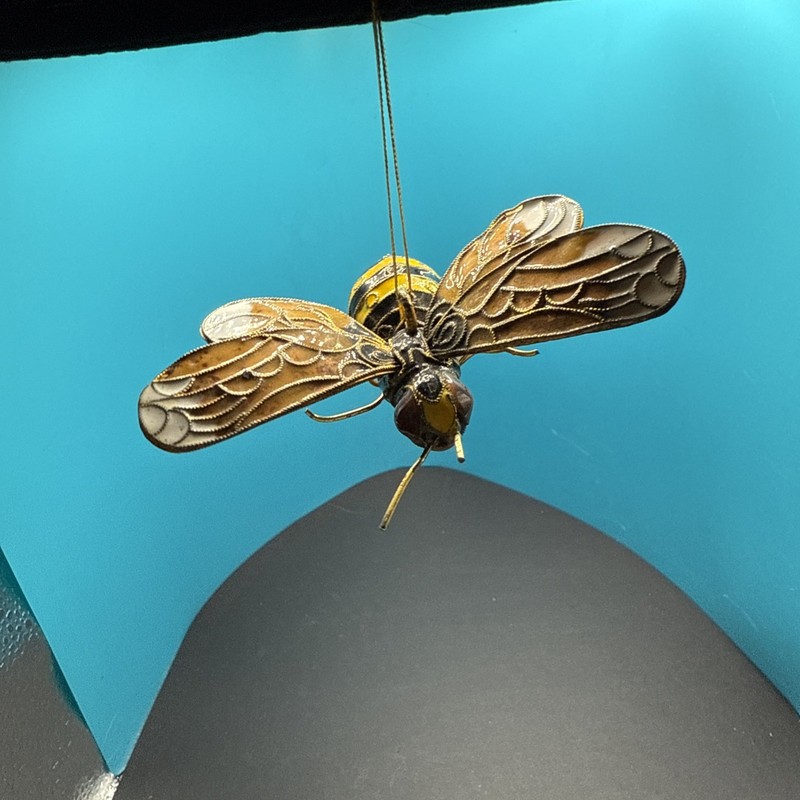 Elegant Cloissonne Metal Bee Ornament