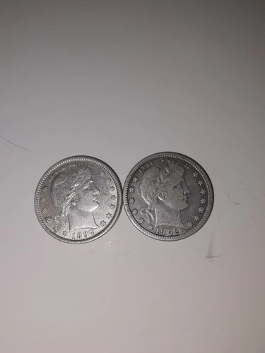 Barber Quarter Lot Of 2 1897,  1902. Excellent Condition