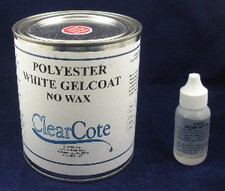 ClearCote Polyester Gelcoat Resin White w/ Hardener No Wax Gel-Coat Quart