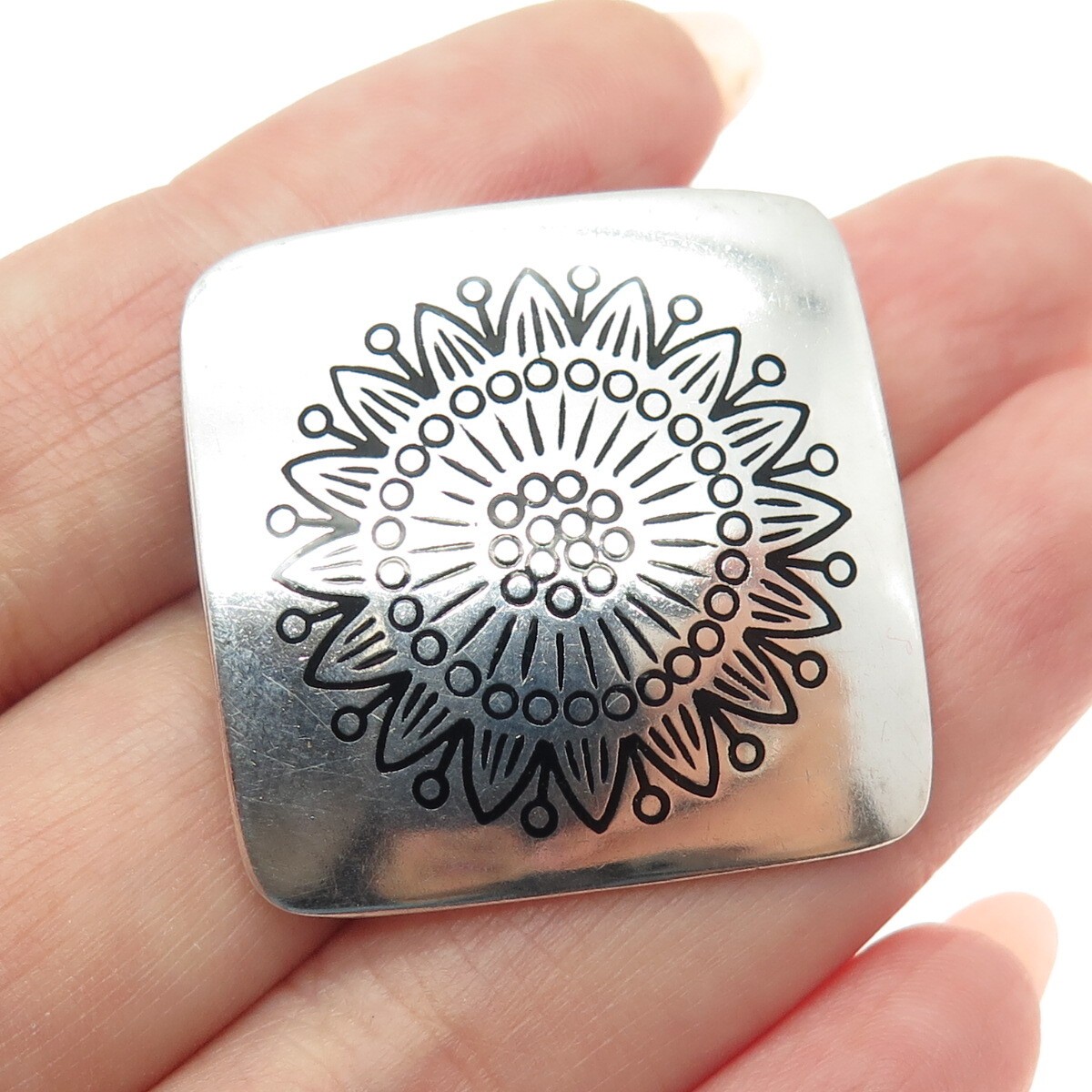 KALEVALA KORU 916H Sterling Vintage 1961 Finland Enamel Tribal Sun