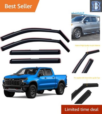 4-Piece In-Channel Rain Guards for 2019-2026 Chevy Silverado/GMC Sierra 1500