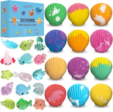 Bath Bombs for Kids with Surprise Toys Inside, 12 Pack Shell Kids Bath Bombs Gif