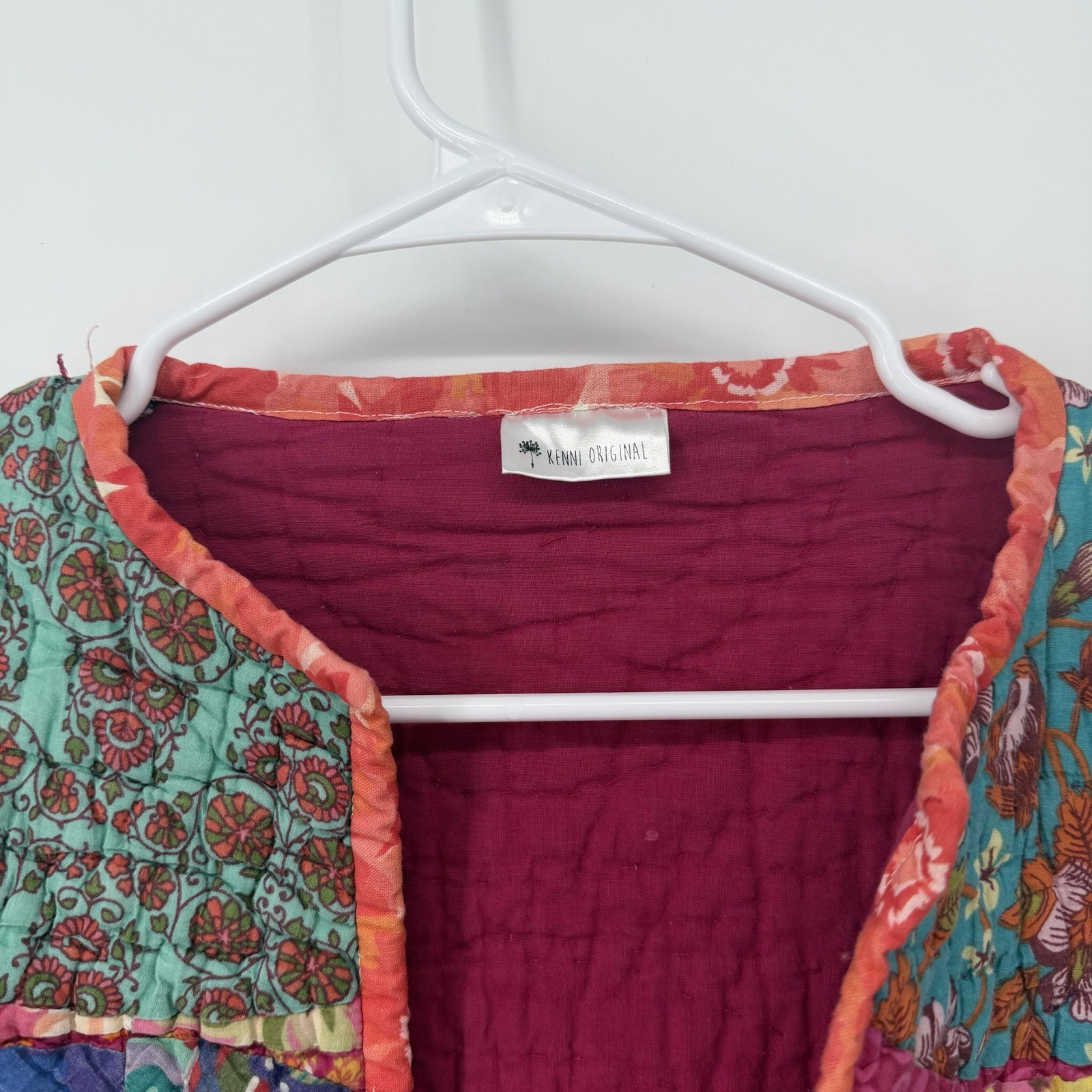 Pink Handmade Quilted Patchwork Jacket Womens Lar… - image 6