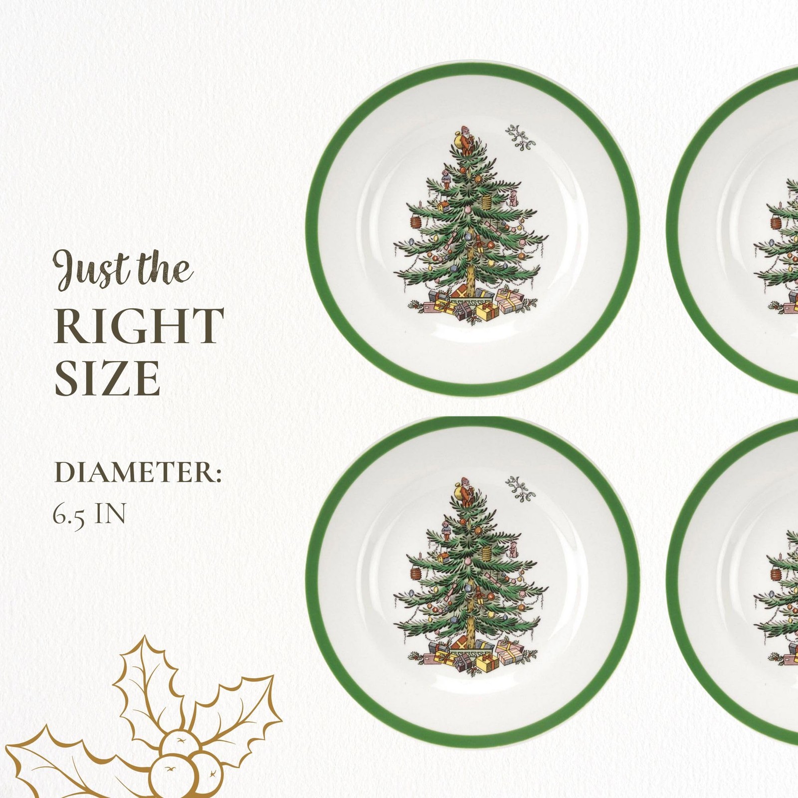 Spode Christmas Tree 6.5 Bread and Butter Plate (Set of 4) - Festive Holiday