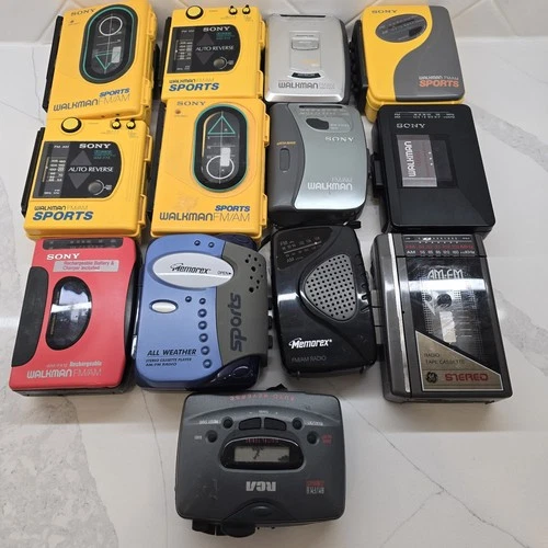 Vintage Walkmen Lot Of 13 For Parts And Repair Sony,memorex,rca And GE Read Desc