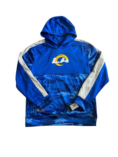 VETEMENTS Felpa con cappuccio blu giovane nuova con etichette NFL Los Angeles Rams taglia Large 14 16