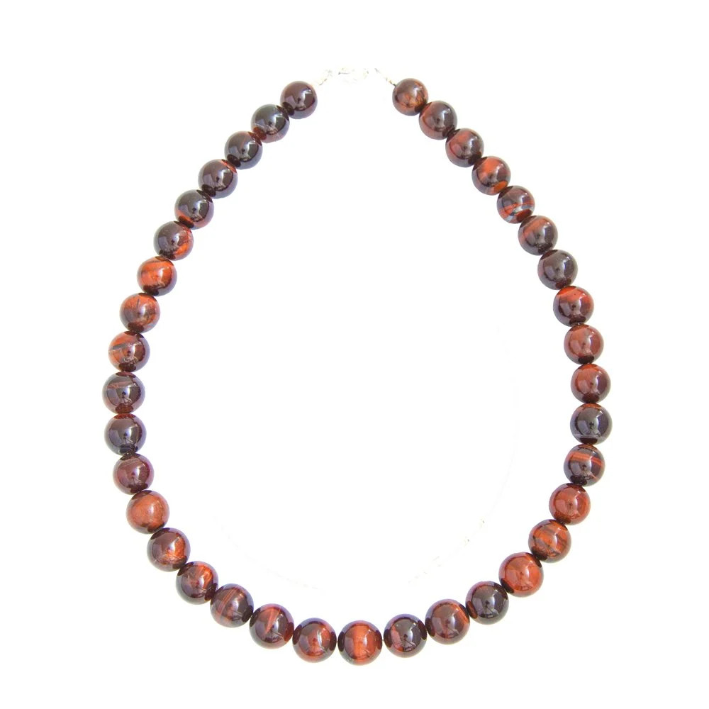 Collier Oeil de Boeuf en Pierres Boules 12mm - Bijou Minéral Naturel
