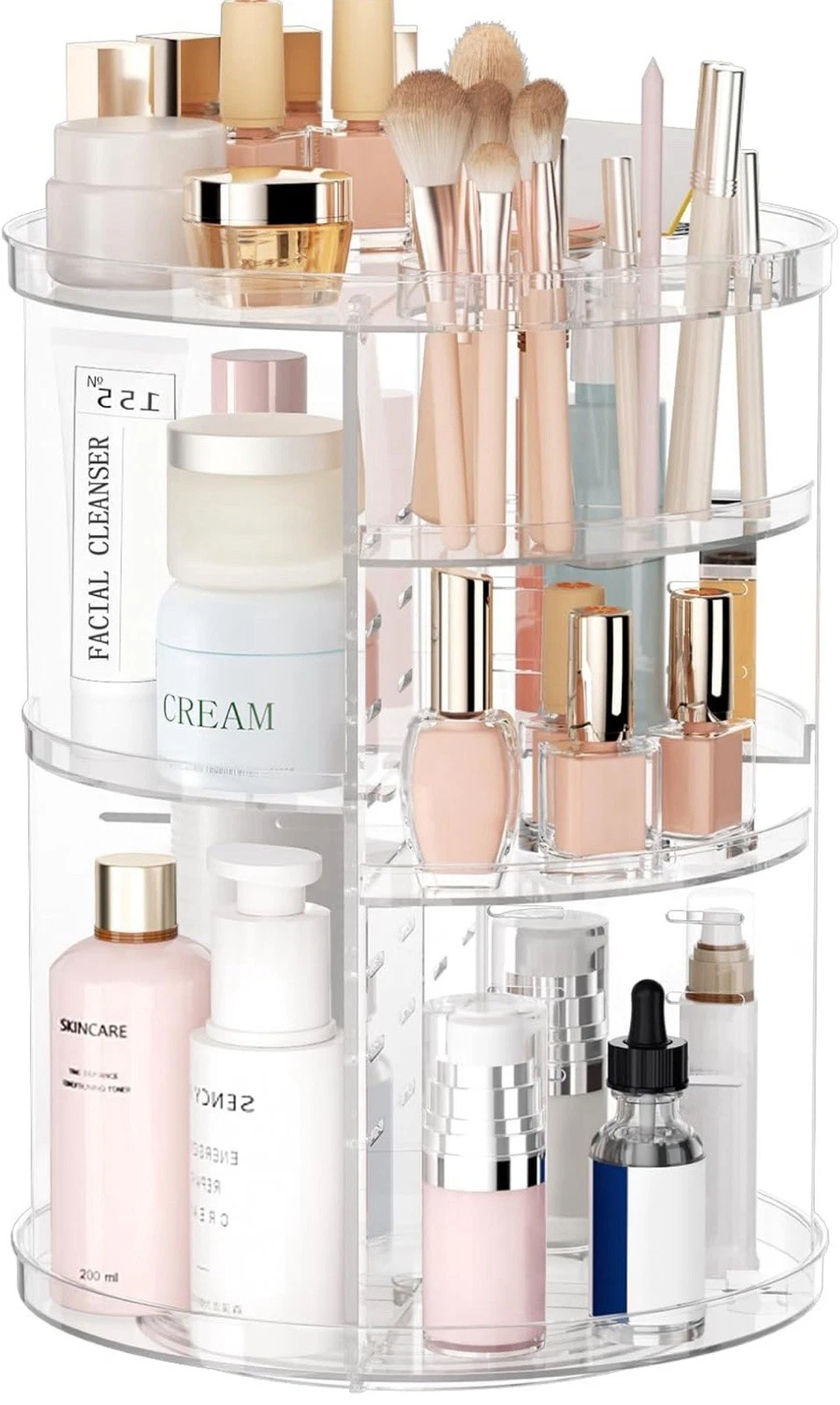 Rotating Makeup Organizer, DIY 8 Adjustable Layers Spinning Skincare Organizer,