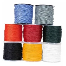 Golberg Hollow Braid Polypropylene Rope - 1/4 in x 1000 ft (Spool) Blue & White