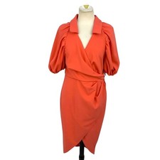 ASOS DESIGN Curve Twist Front Midi Shirt Dress Coral Size 12 NWOT $65 MSRP
