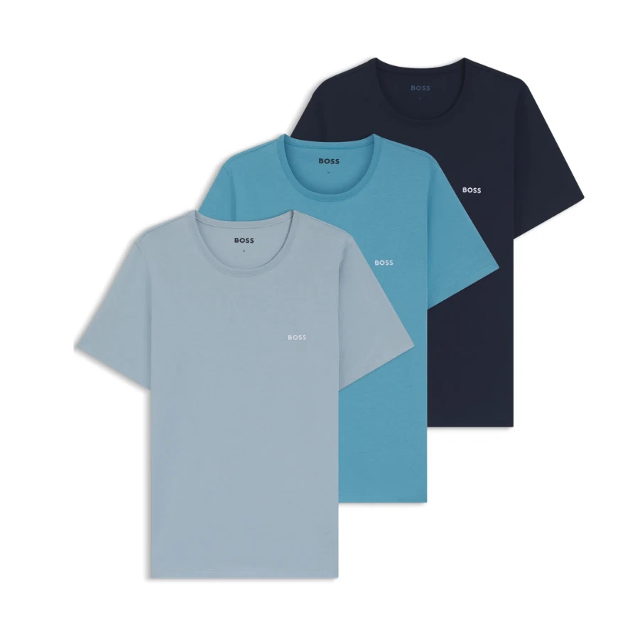 Mens T-Shirts BOSS Multicoloured 3 Pack Short Sleeve With Logo - Size XL