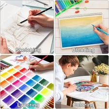 72 Count Colored Pencils for Adult Coloring Books Soft Core Sketching Drawing