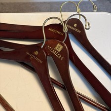 FOUR NORDSTROM Dark Wood Coat Suit Wooden Hangers LOT 3 Suit 1 Shirt