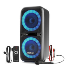 Boxparty Dual 12" Portable Bluetooth Party Speaker Mic USB LED Lights Bass Hi-Fi