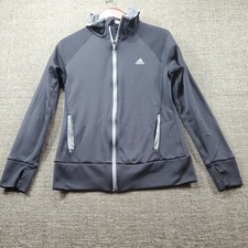 Adidas Climawarm Hooded Full-Zip Sweatshirt Medium Black Gray Pockets