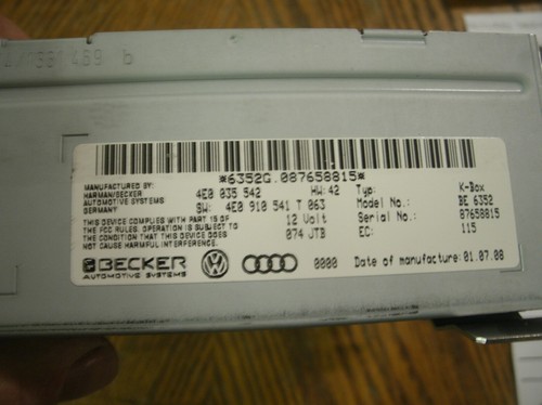 2004-2009 Audi A8 Stereo Radio Receiver TUNER CONTROLLER UNIT 4E0035541 - Picture 4 of 4