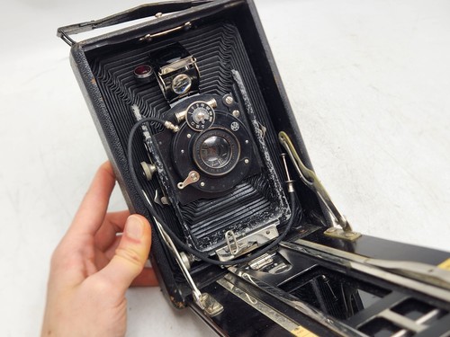 Vintage IBSO Leonar Werke 10x15 Folding Bed Camera - Rapid Aplanat 170mm F8 Lens - Picture 9 of 10
