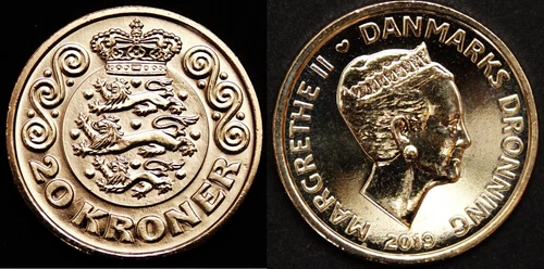DENMARK 20 Kroner 2019 KM 955 UNCIRCULATED