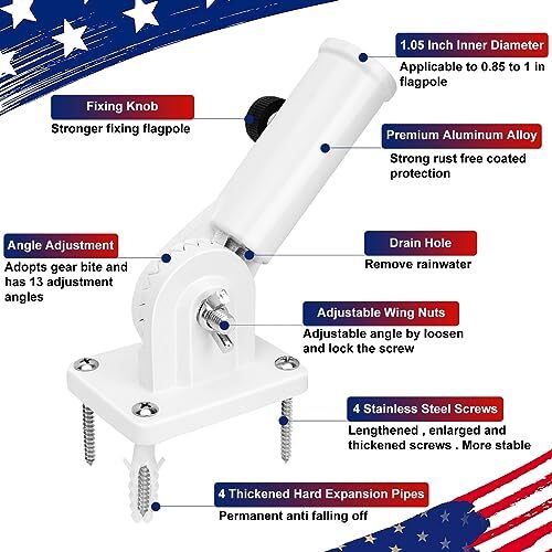 Flag Pole Holder Outside House Flag Pole Bracket Heavy Duty Metal Flag Mount ... - Picture 3 of 6