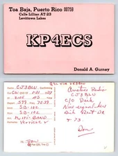 Ham Radio QSL QSO Postcard KP4ECS, Toa Baja, Puerto Rico, USA
