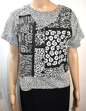 Gitano Black & White Shirt Size Medium Women's Vintage 